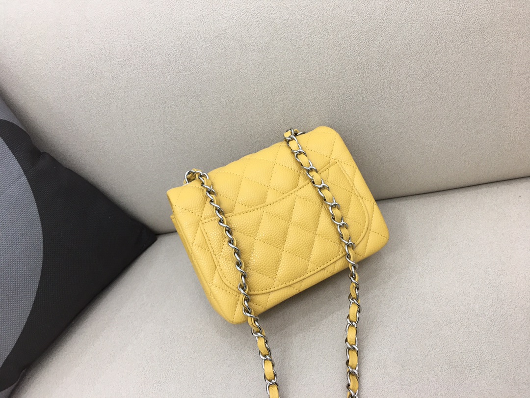 Mini Classic Flap Caviar Bag A01115 Yellow/Silver